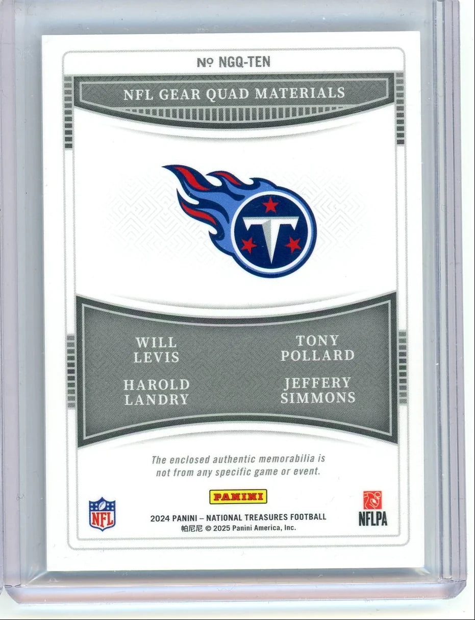 Will Levis / Tony Pollard / Harold Landry / Jeffery Simmons 2024 Nation Treasures Quad Patch #'d 10/10