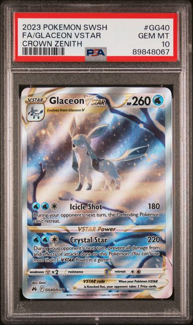 Glaceon Vstar Pokémon Crown Zenith Ultra Rare #GG40/GG70 PSA 10