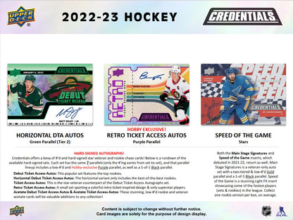 2022-23 Upper Deck Credentials Hockey Hobby Box