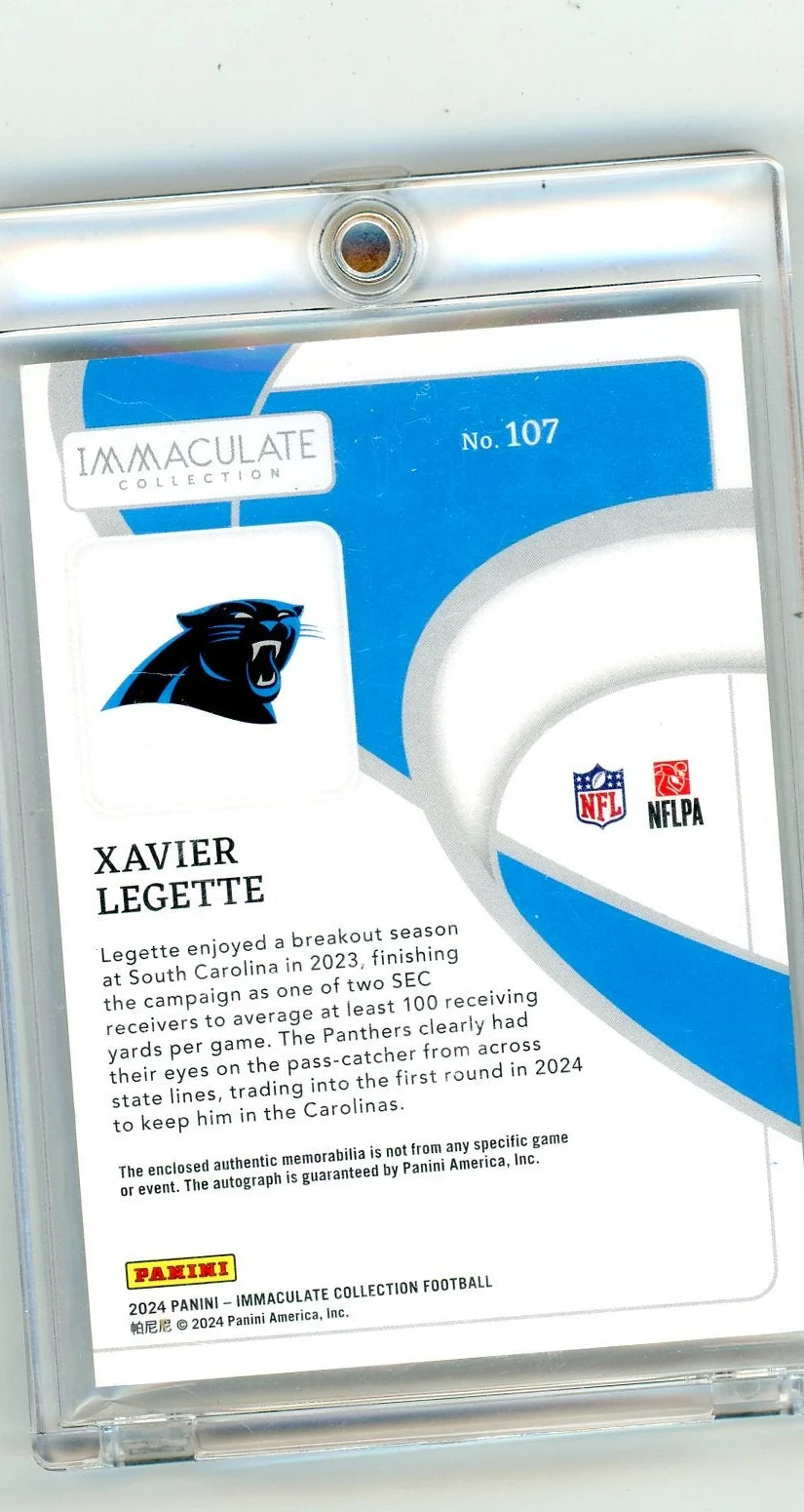 Xavier Legette 2024 Panini Immaculate RPA #'d 83/99