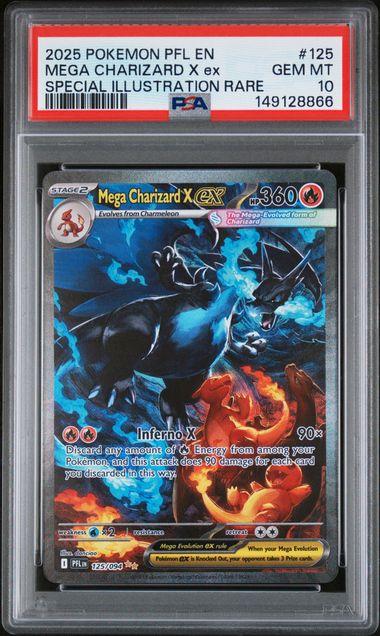 Mega Charizard X ex Pokémon Phantasmal Flames Special Illustration Rare #125/094 PSA 10