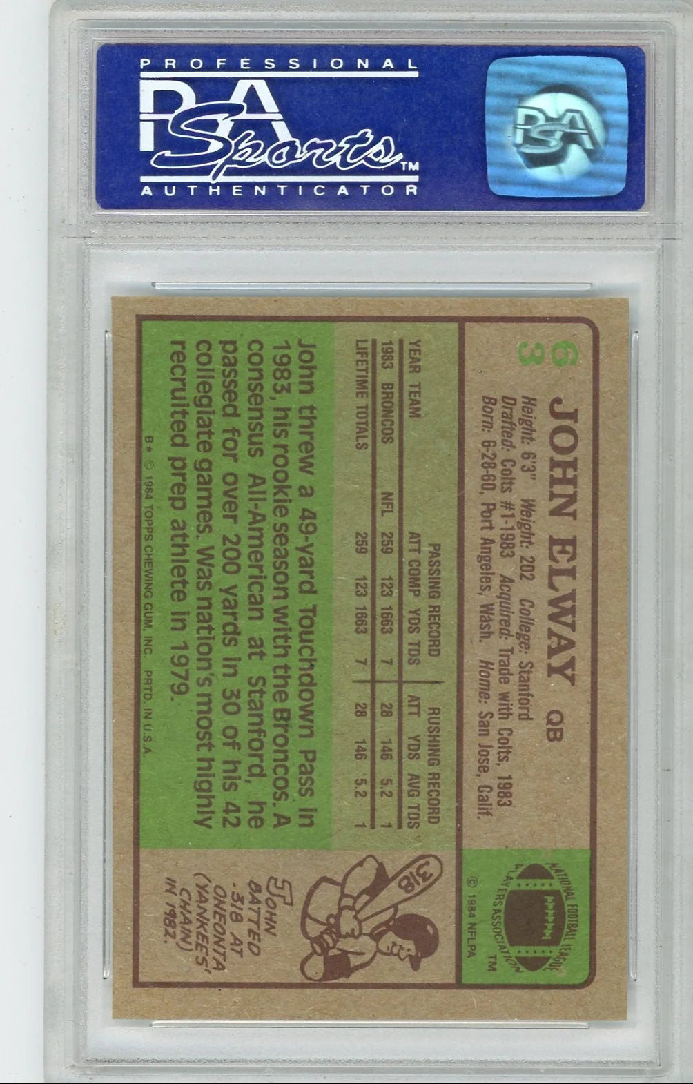 John Elway 1984 Topps #63 PSA 9