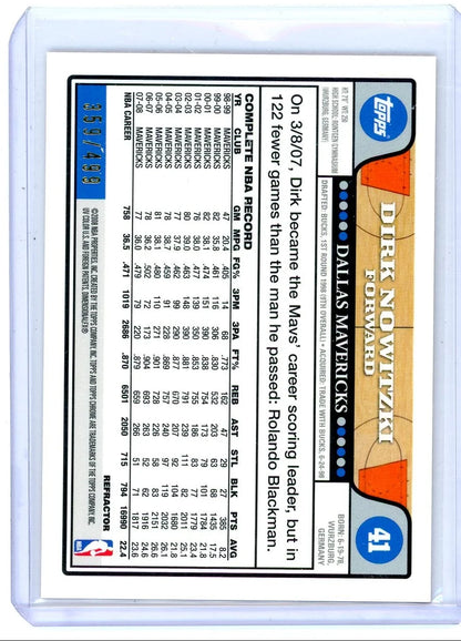 Dirk Nowitzki 2008-09 Topps Chrome orange refractor #'d 359/499