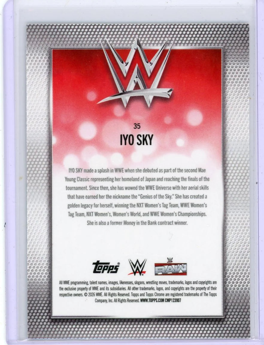 Iyo Sky 2026 Topps Chrome WWE Blue Refractor #'d 047/150
