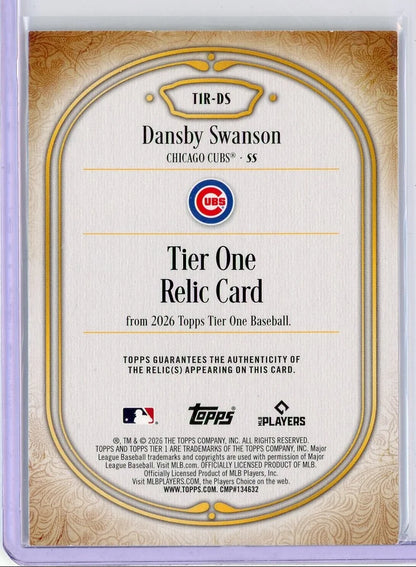 Dansby Swanson 2026 Topps Tier One Relic #T1R-DS #'d /149