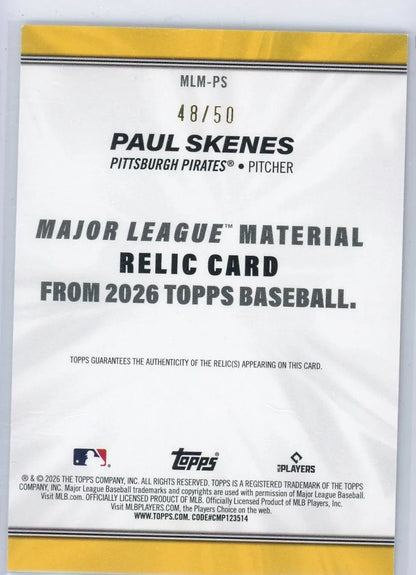 Paul Skenes Topps Major League Material Relic Patch