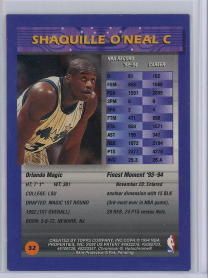 Shaquille O'Neal 1994 Topps Finest #32