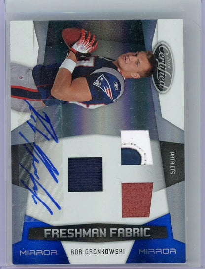 Rob Gronkowski 2010 Panini Certified Freshman Fabric Mirror Blue RPA #'d 03/50