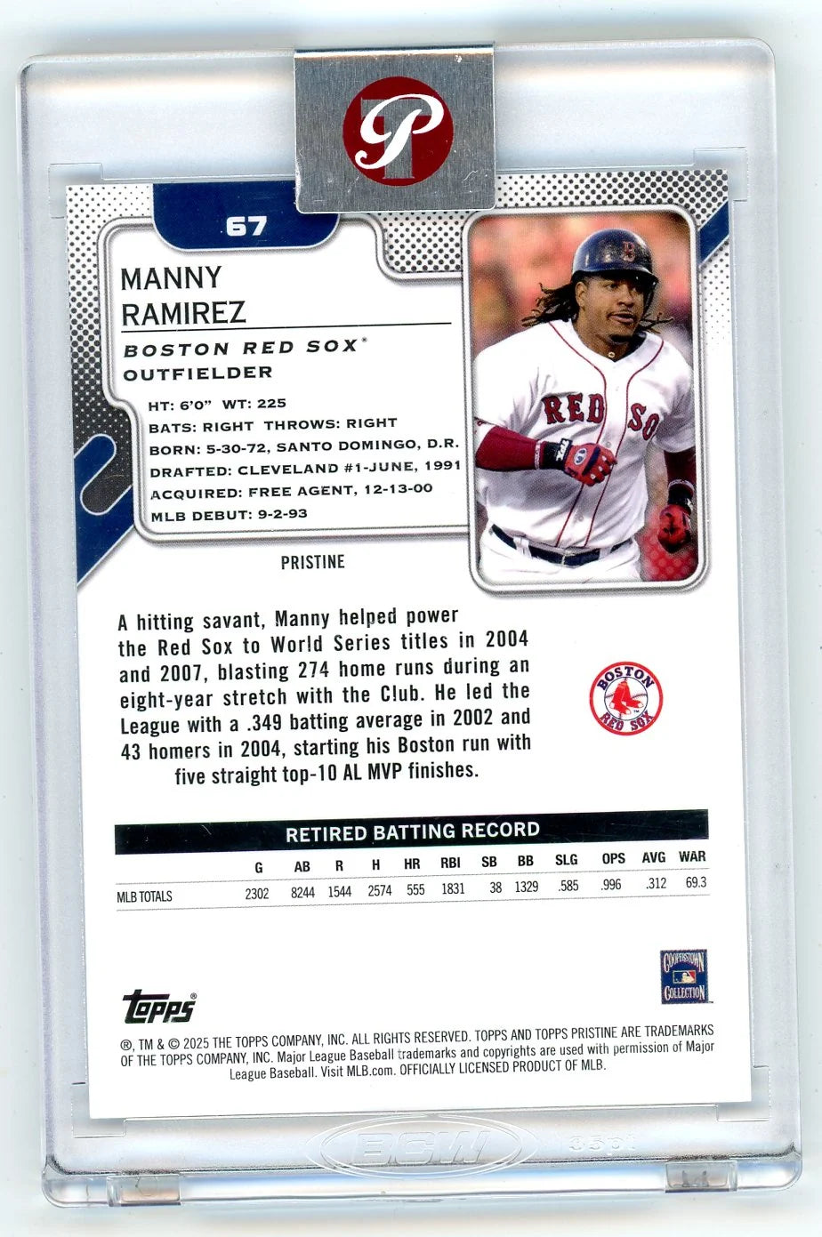 Manny Ramirez 2025 Topps Pristine Pristine Blue Refractor #'d 67/75 (Sealed)