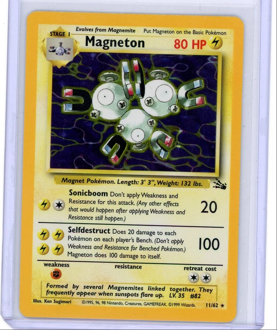 Magneton Pokémon Fossil Unlimited Holo Rare #11/62