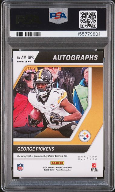 George Pickens 2024 Panini Mosaic Autographs Mosaic Red #'d 022/199 PSA 9