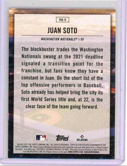 Juan Soto 2022 Topps Home Field Advantage SSP