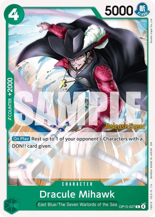 Dracule Mihawk (OP15-027) (Adventure on Kami's Island Release Event Cards) (OP15 RE)