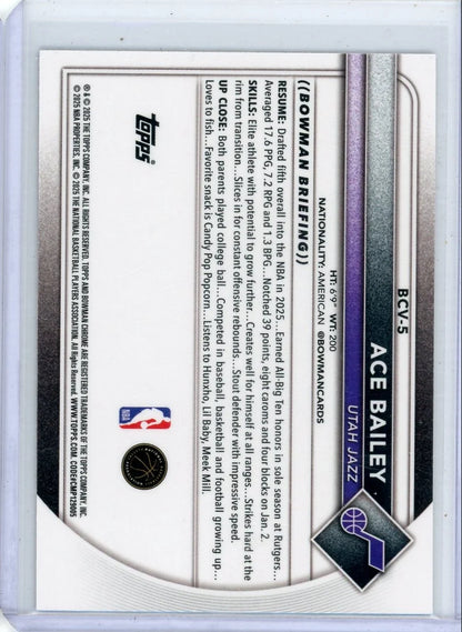 Ace Bailey 2025-26 Bowman Chrome purple ref. RC #'d 058/199