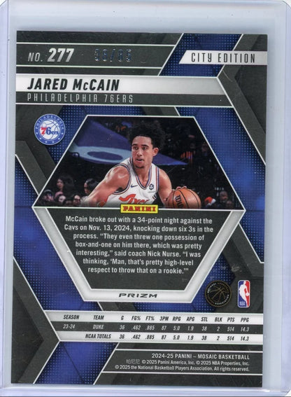 Jared McCain 2024-25 Panini Mosaic City Edition Fast Break Blue Mosaic RC #'d 38/85