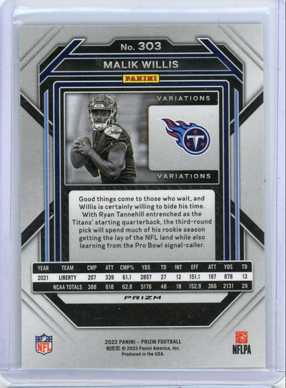 Malik Willis 2022 Panini Prizm Variation rookie card