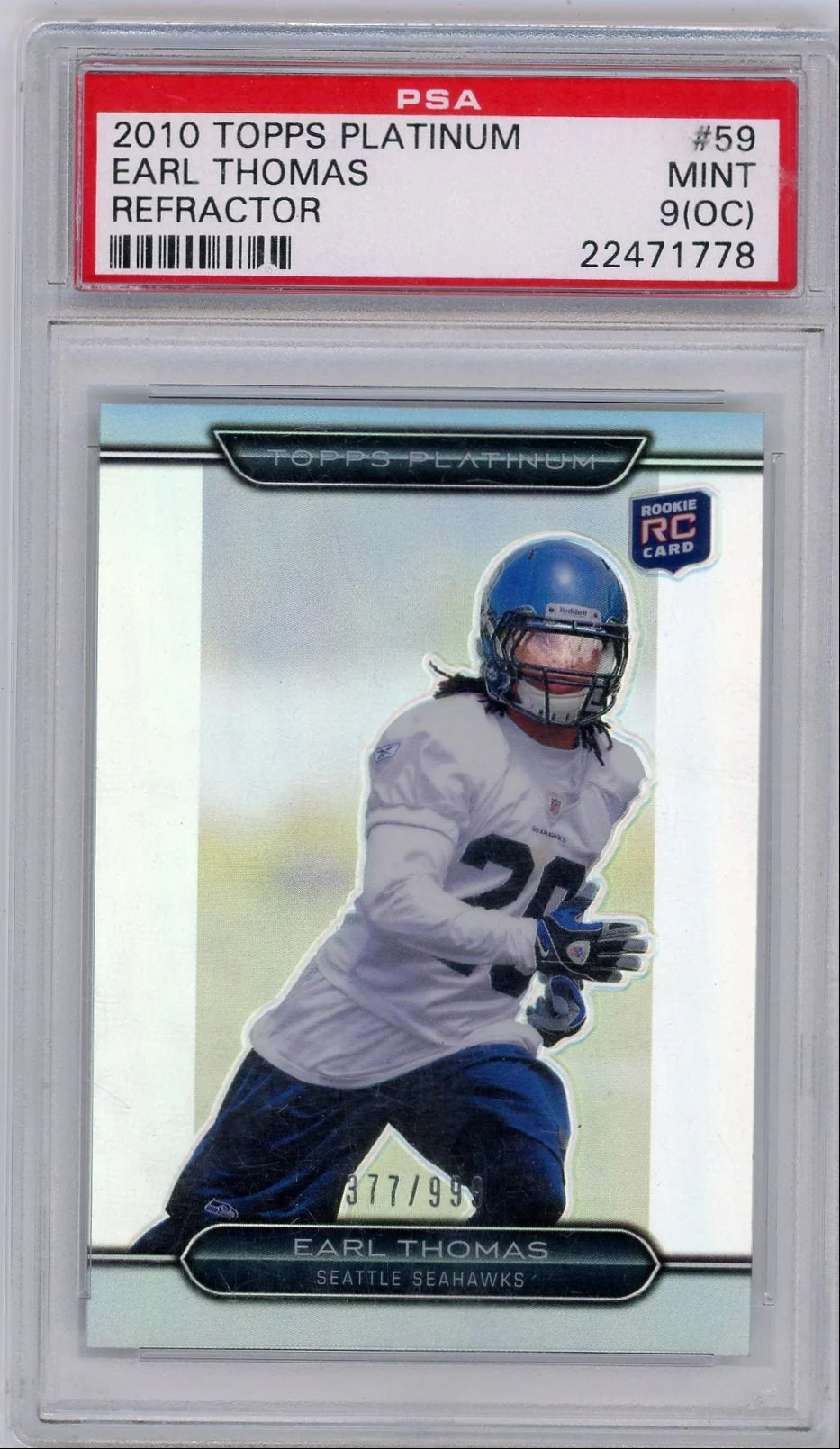 Earl Thomas 2010 Topps Platinum Refractor RC #'d 377/999 PSA 9 (OC)