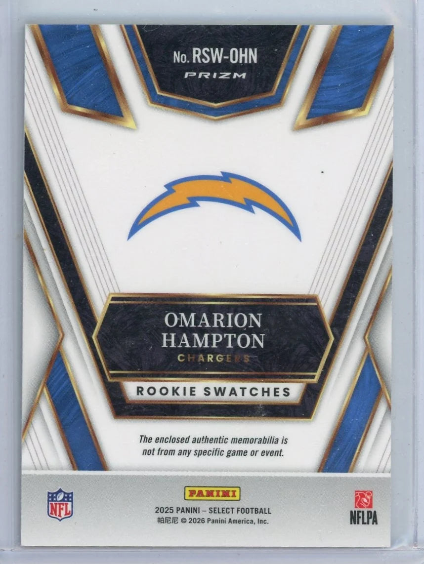 Omarion Hampton 2025 Panini Select Patch RC