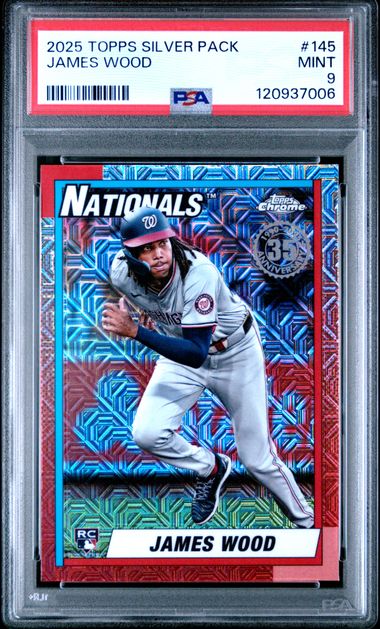 James Wood 2025 Topps Silver Pack rookie card PSA 9
