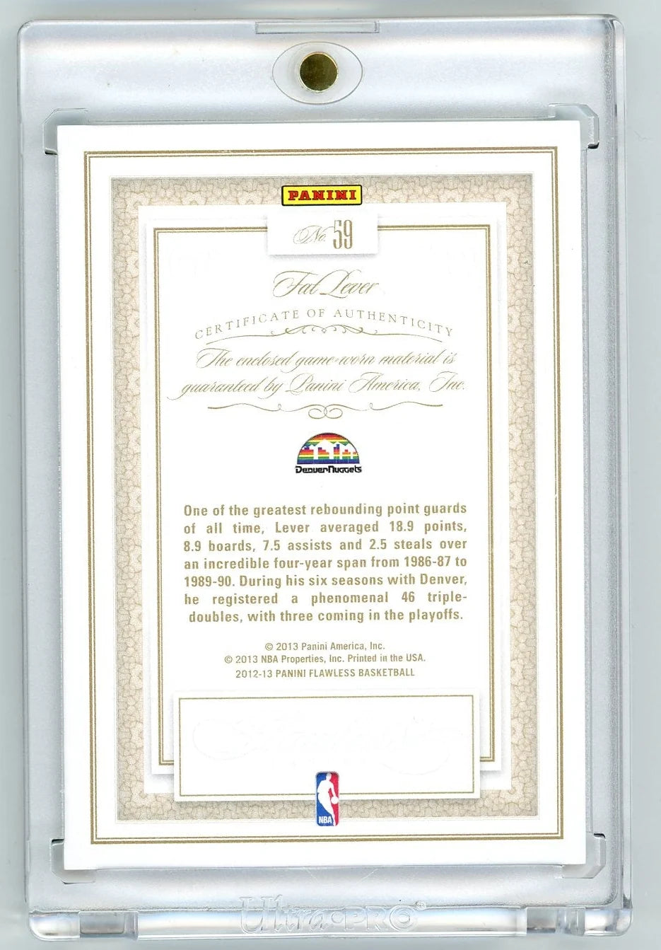 Fat Lever 2012-13 Panini Flawless Authentic Game-Worn Relic #'d 24/24