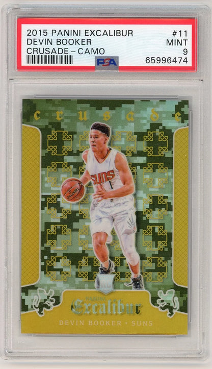 Devin Booker 2015 Panini Excalibur Crusade Camo RC PSA 9