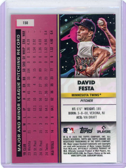 David Festa 2025 Topps Chrome Cosmic Black Eclipse Rookie #'d 09/10