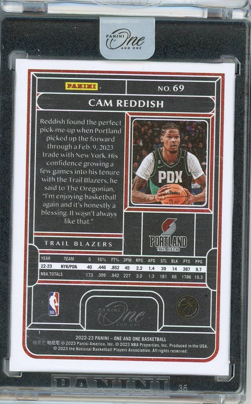 Cam Reddish 2022-23 Panini One and One purple #'d 20/25