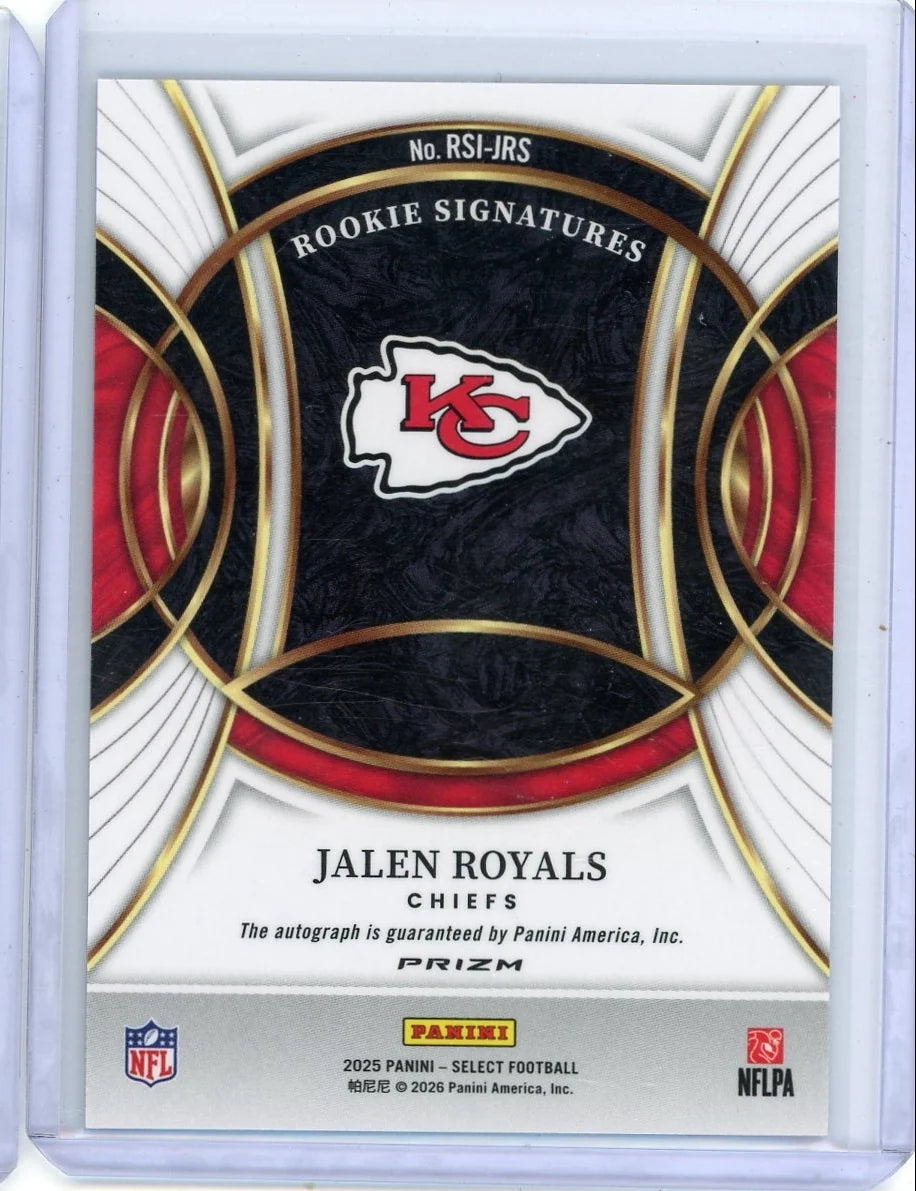 Jalen Royals 2025 Panini Select Signatures autograph rookie card silver prizm