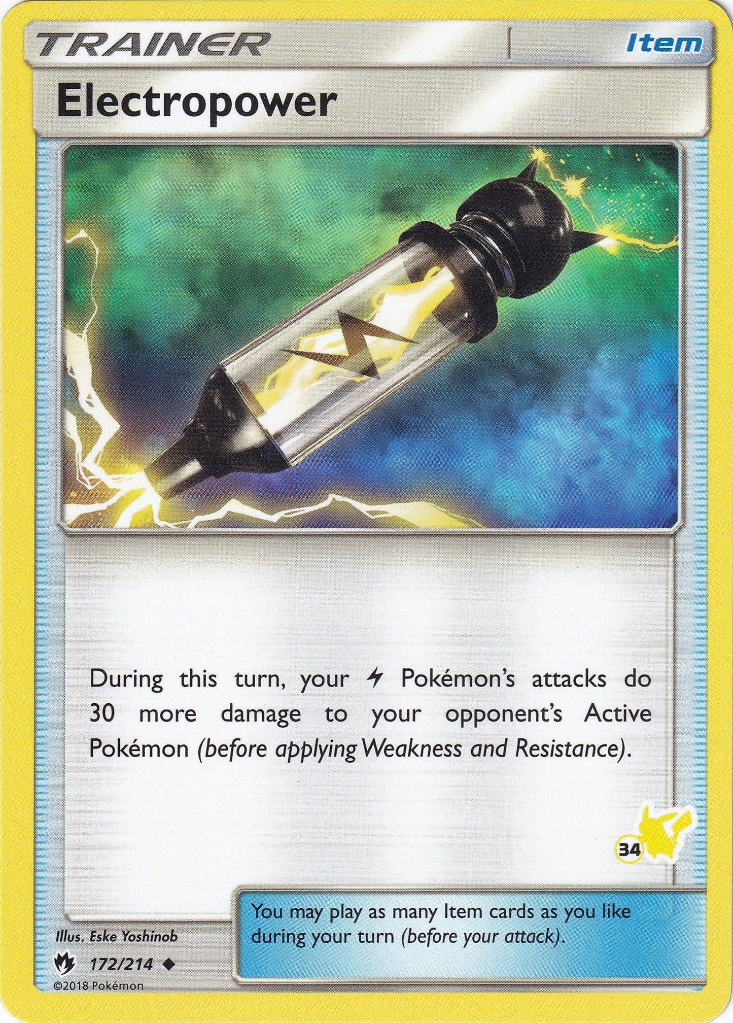 Electropower - 172/214 (#34 Pikachu Stamped) (172/214) (Battle Academy) (BTA)