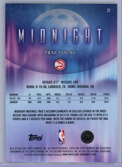 Trae Young 2025-26 Topps Midnight Basketball Winter Solstice 24/35