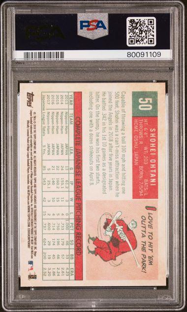 Shohei Ohtani 2018 Topps Archives #50 RC PSA 9