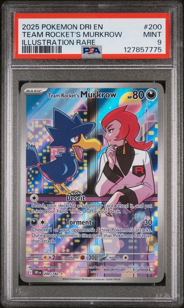 Team Rocket's Murkrow Pokémon Destined Rivals Illustration Rare #200/182 PSA 9