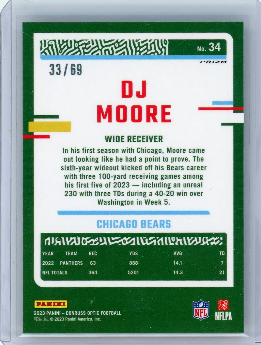 DJ Moore 2023 Panini Donruss Optic Electricity #'d 33/69