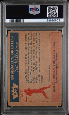 1959 Fleer Ted Williams #52 1954 - TED'S COMEBACK PSA 2