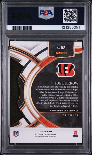 Joe Burrow 2023 Select Die-Cut Green Prizm #'d 1/5 PSA 9
