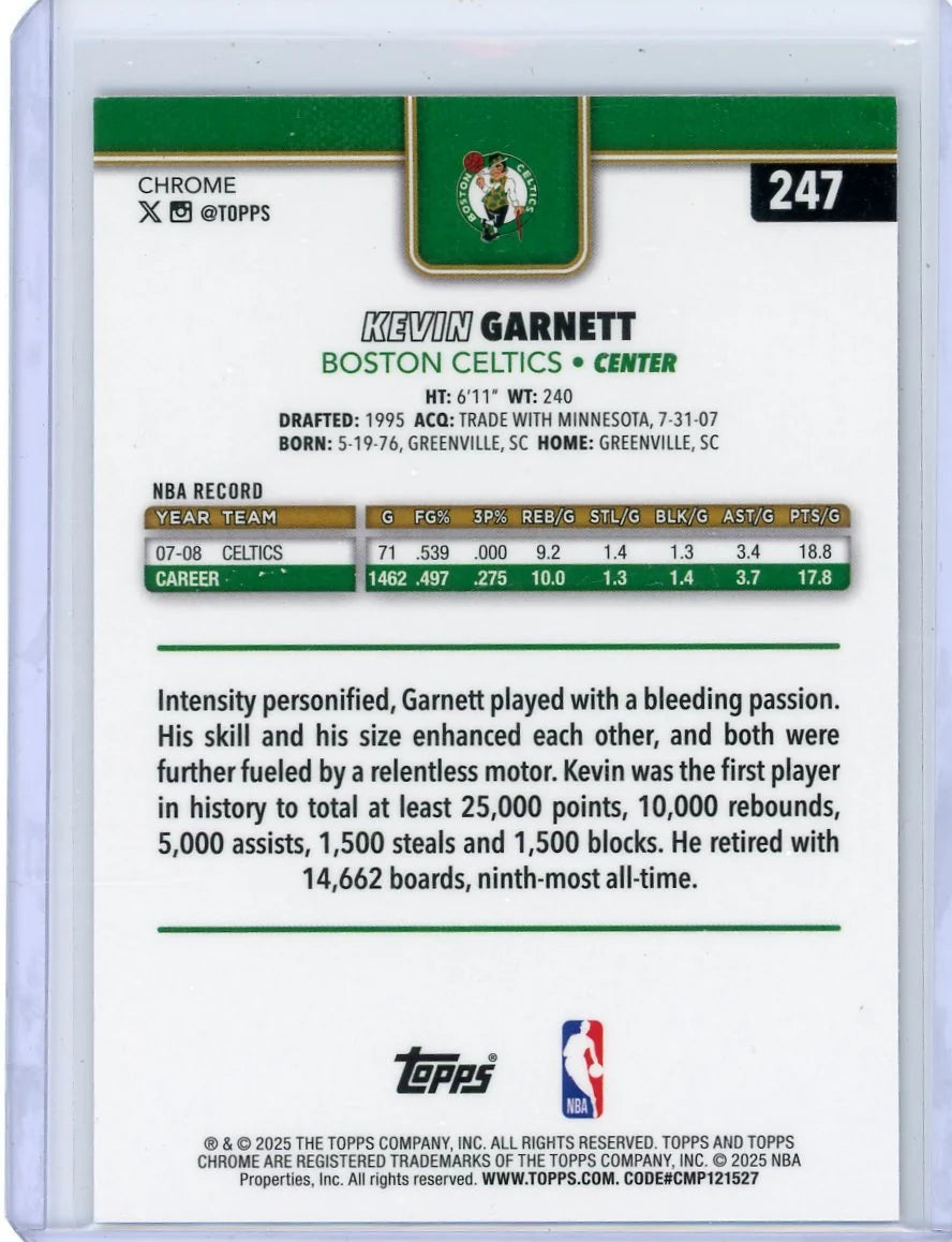 Kevin Garnett 2025-26 Topps Chrome Magenta Refractor #'d 204/399