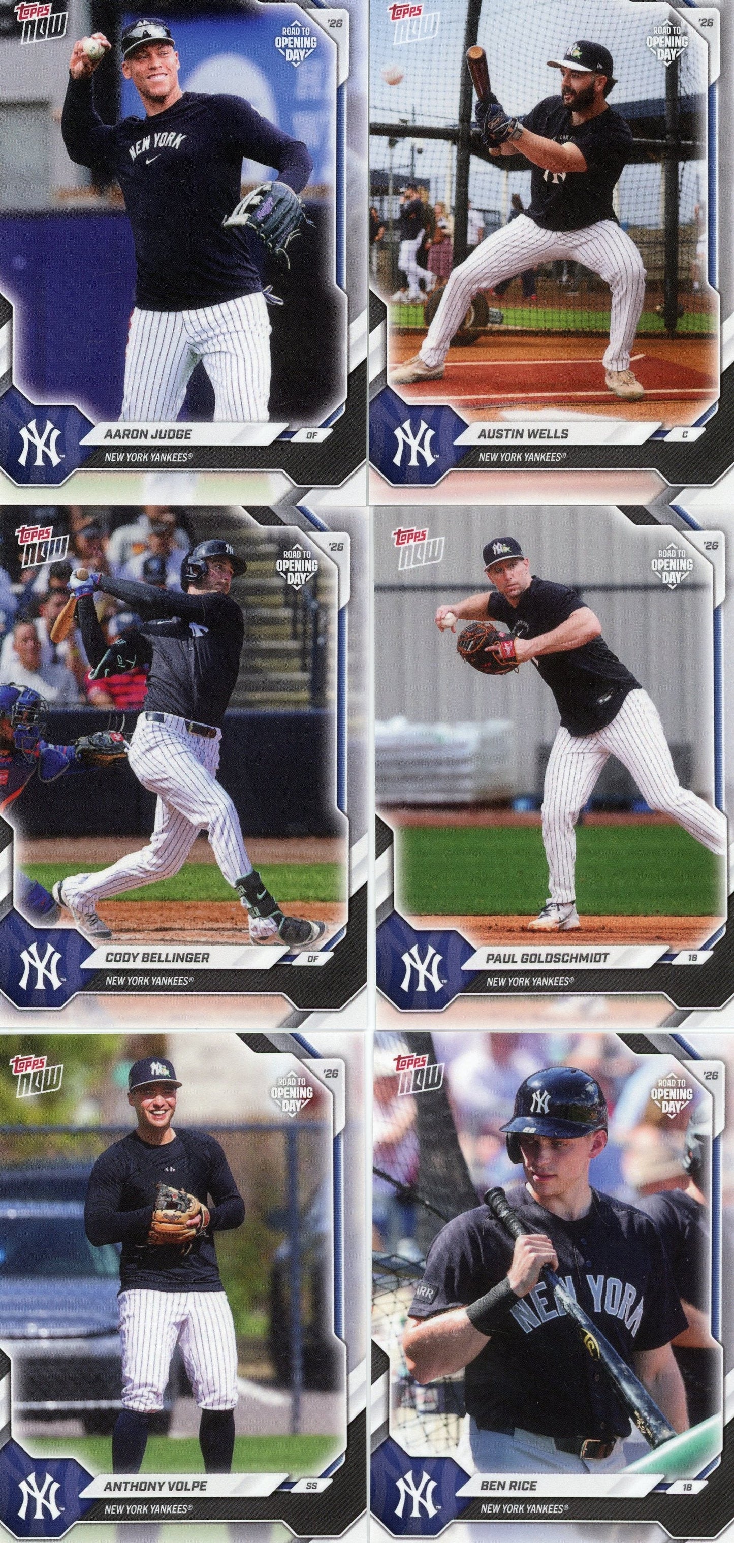 2026 MLB Topps Now New York Yankees 11-Card Team Set
