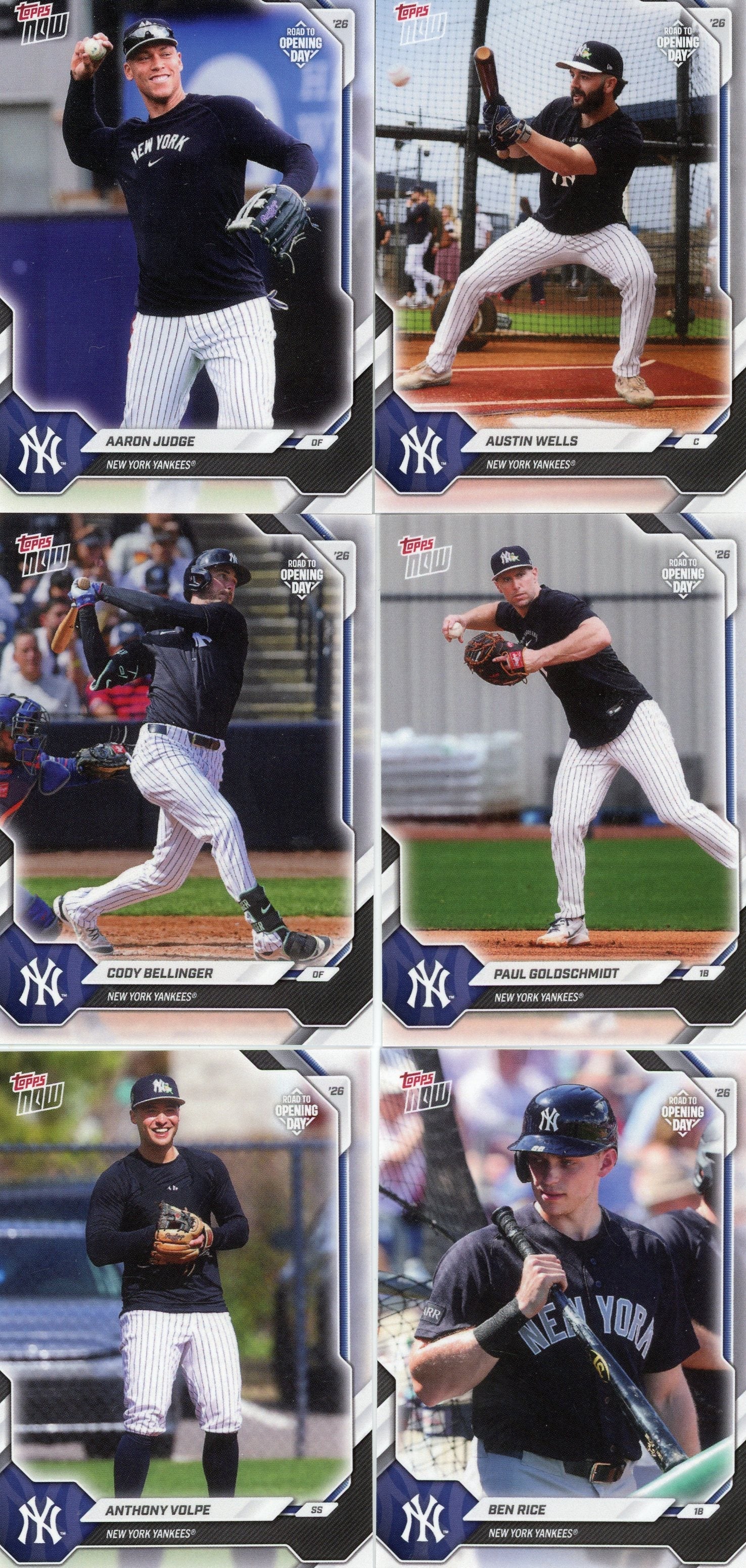 2026 MLB Topps Now New York Yankees 11-Card Team Set