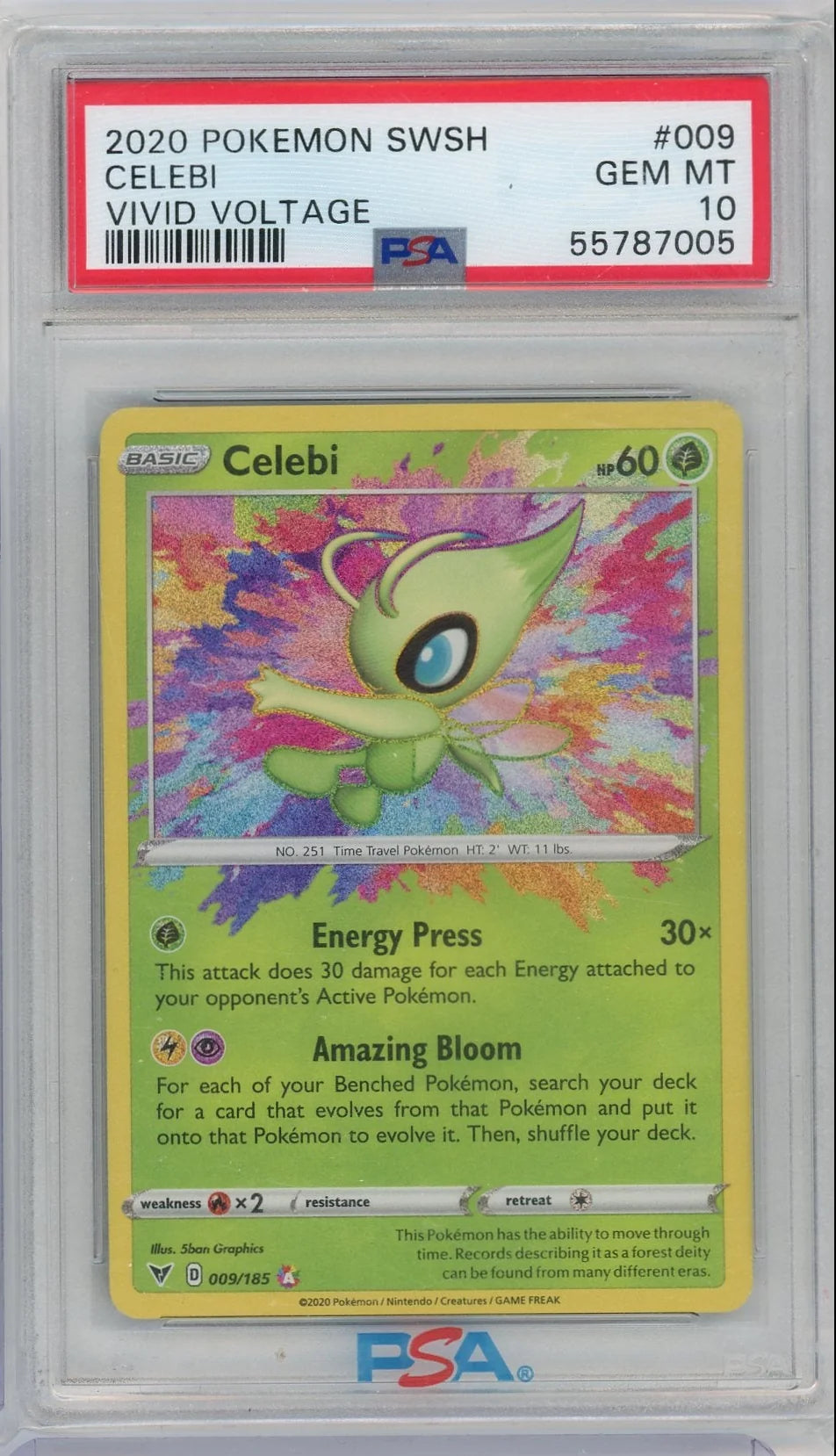 Celebi Pokémon Vivid Voltage Amazing Rare #009/185 PSA 10