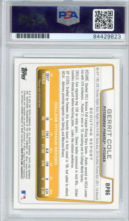 Gerrit Cole 2012 1st Bowman IP autograph PSA/DNA Certified Authentic