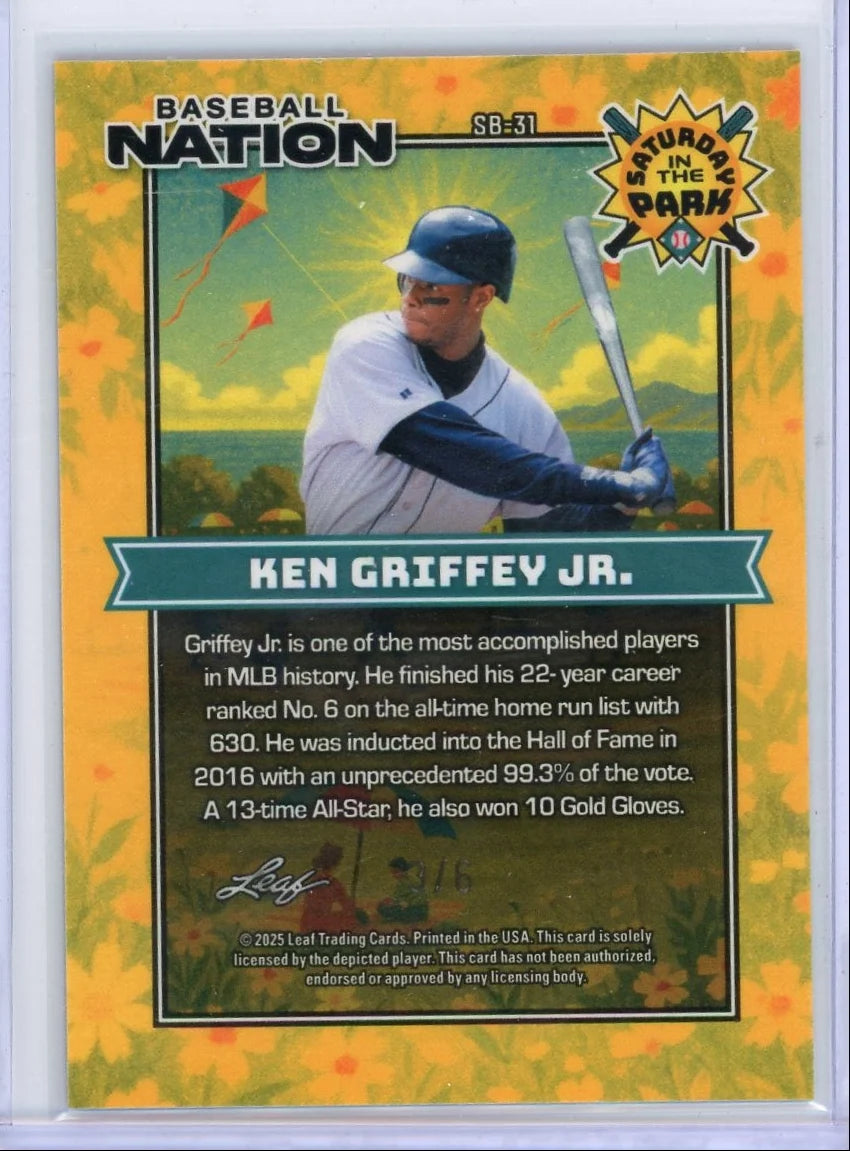 Ken Griffey Jr. 2025 Leaf Baseball Nation Pink #'d 3/6