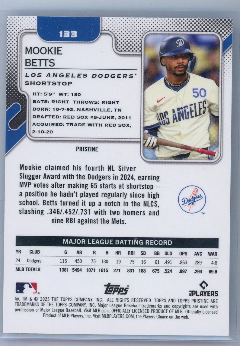 Mookie Betts 2025 Topps Pristine Blue #'d 73/75