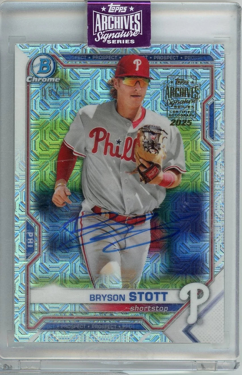 Bryson Stott 2025 Topps Archives Signature '21 Bowman autograph #'d 05/10