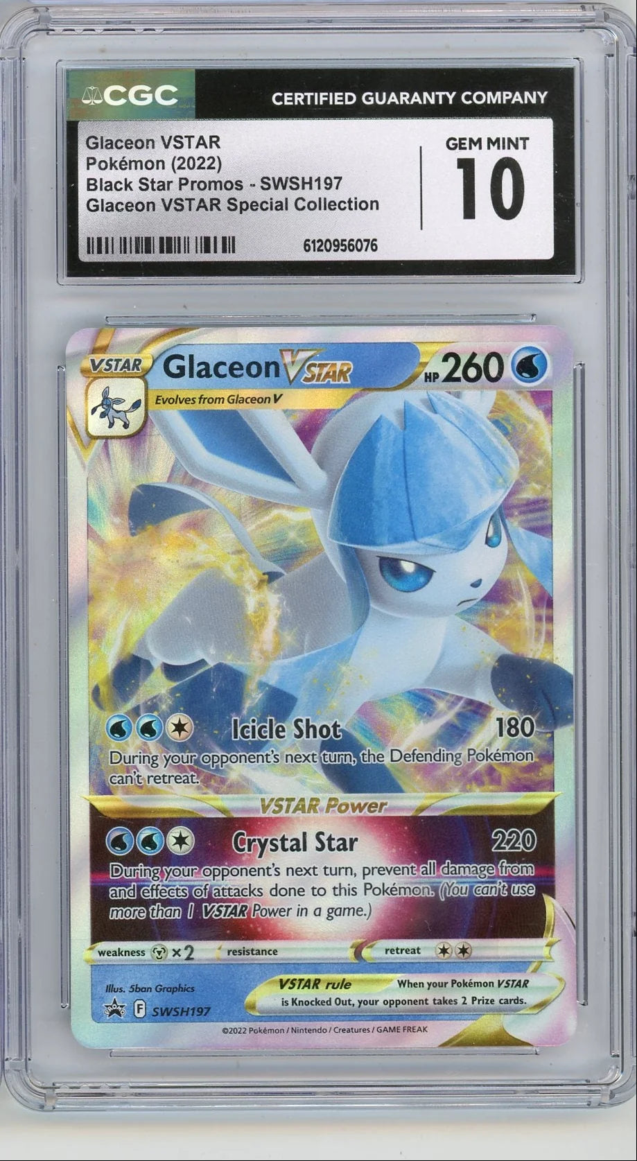 Glaceon VSTAR 2022 Pokemon Black Star Promo #SWSH197 CGC 10