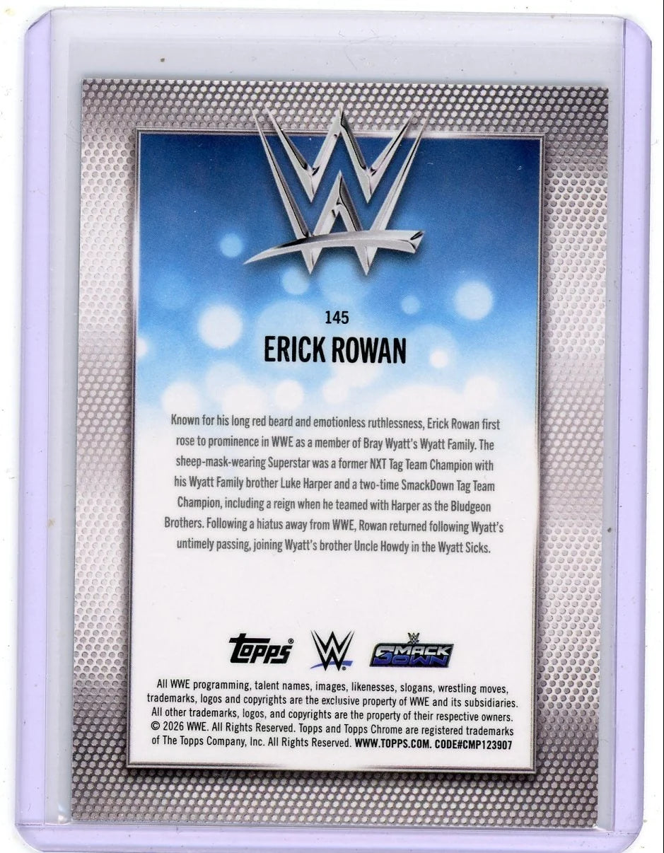 Erick Rowan 2026 Topps Chrome WWE Aqua Refractor #'d 022/199