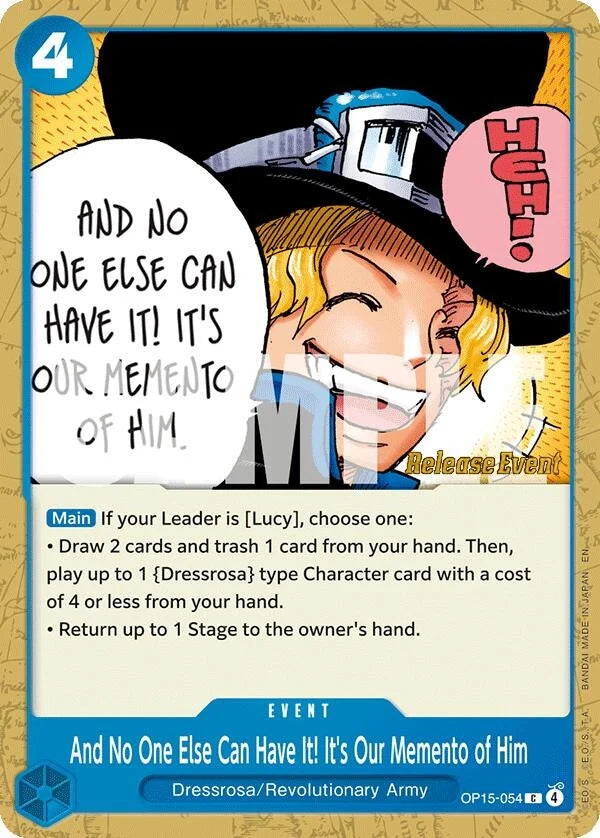 And No One Else Can Have It! It's Our Memento of Him (OP15-054) (Adventure on Kami's Island Release Event Cards) (OP15 RE)