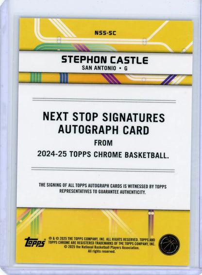 Stephon Castle 2024-25 Topps Chrome Next Stop Signatures Auto Purple Geometric Refractor RC