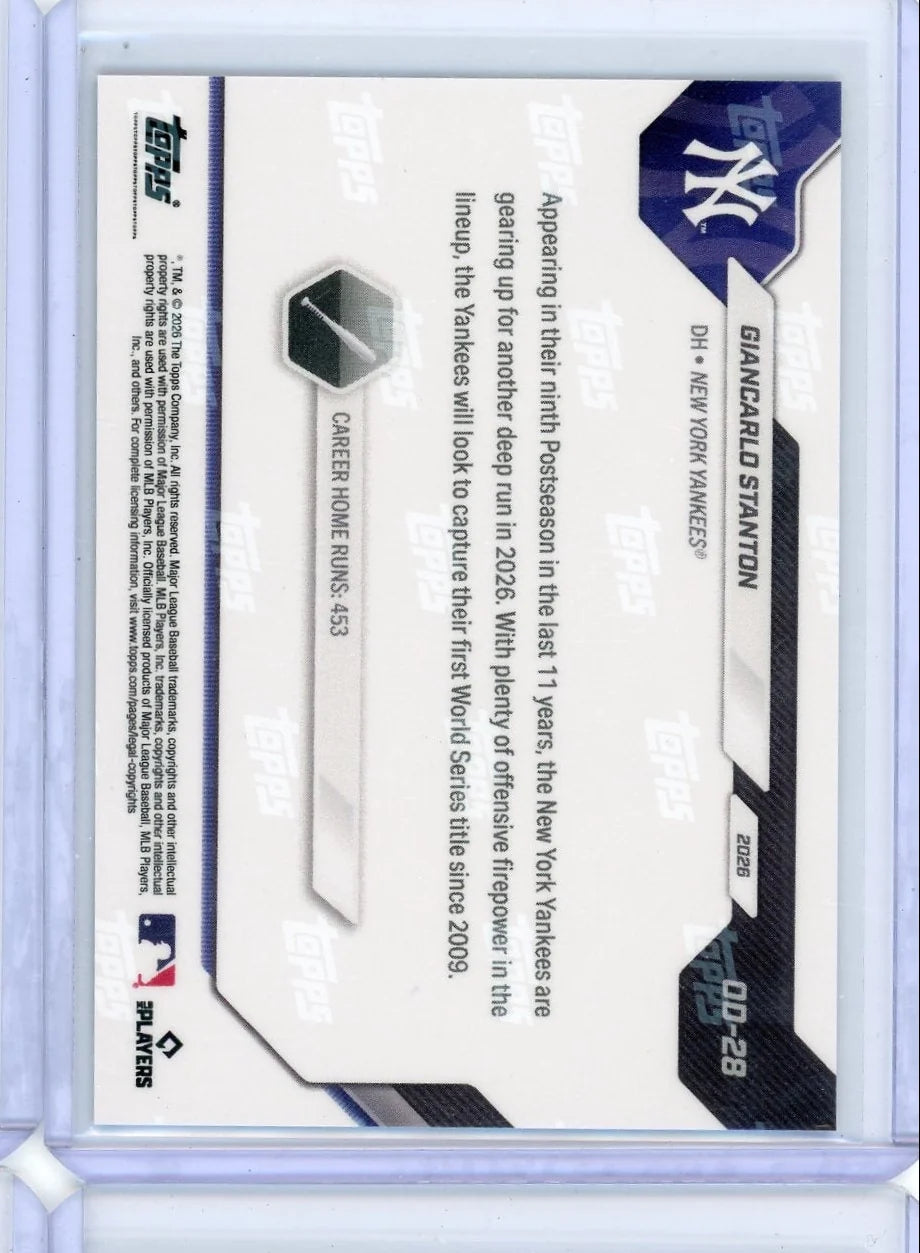 Giancarlo Stanton 2026 Topps Now Opening Day Gold Foil #'d 01/50