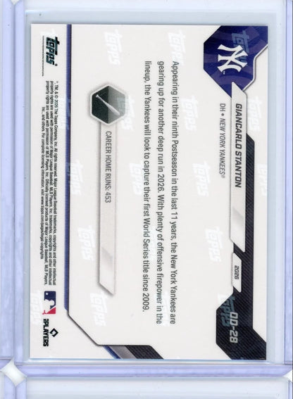 Giancarlo Stanton 2026 Topps Now Opening Day Gold Foil #'d 01/50