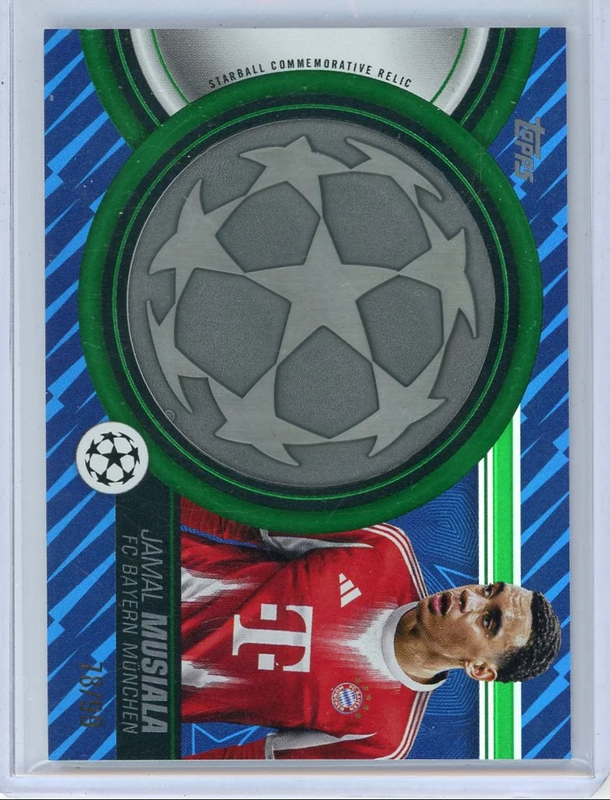 Jamal Musiala 2025-26 Topps UEFA CC Starbell Comm. relic #'d 78/99